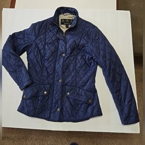 Barbour Flyweight Navy Blue Cavalry Quilted Jacket Size 12 (see measurements)